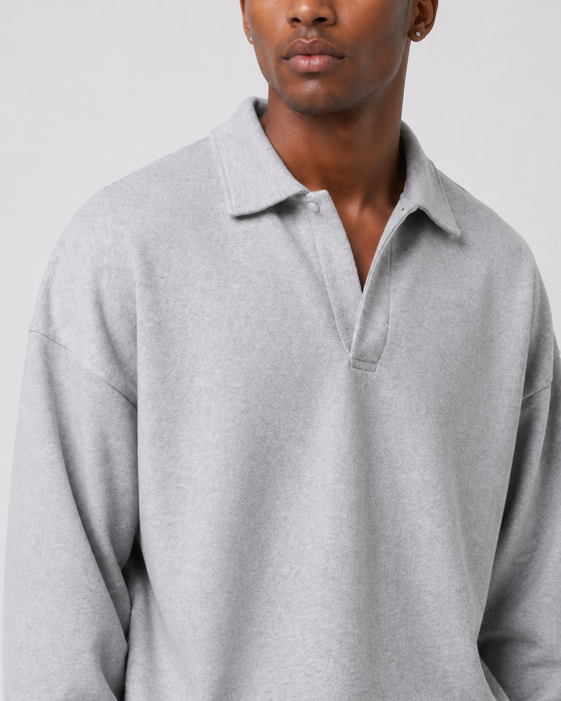 Heritage Long Sleeve Quarter Button Up - Light Grey