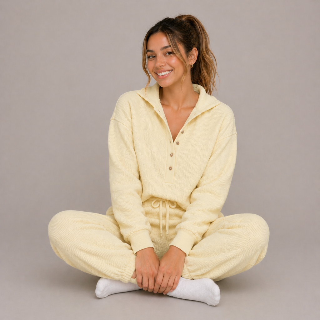 Waffle Knit Breathable Pullover - Buttermilk Yellow