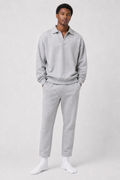 Heritage Long Sleeve Quarter Button Up - Light Grey