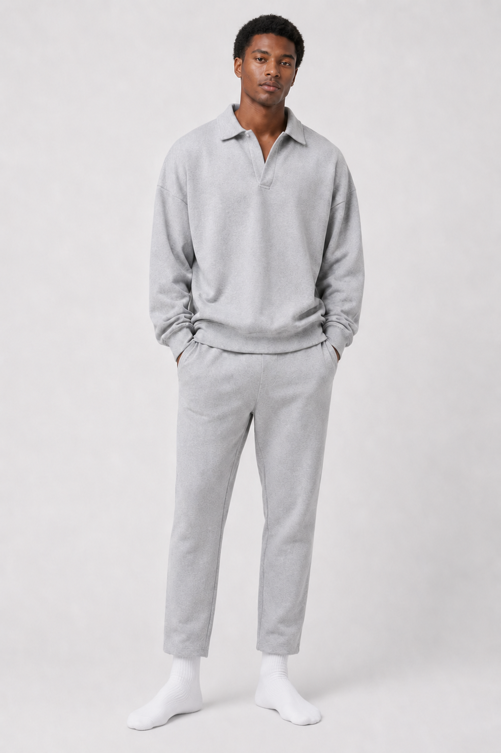 Heritage Long Sleeve Quarter Button Up - Light Grey
